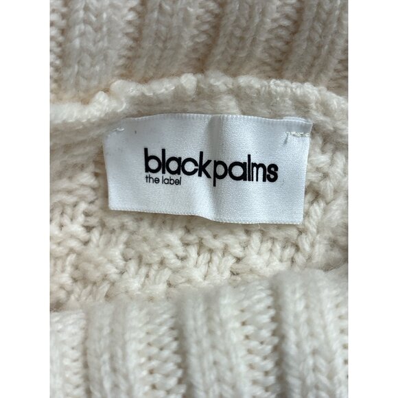 Black Palms The Label Cream Cable Knit Wool Turtleneck Sweater Women’s Small 100 - Picture 3 of 6